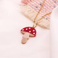 Halskette Pilz Fliegenpilz - Kette 18k vergoldet Wald Pilze Anhänger – süße Halskette Geschenk Bild 4
