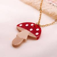 Halskette Pilz Fliegenpilz - Kette 18k vergoldet Wald Pilze Anhänger – süße Halskette Geschenk Bild 5