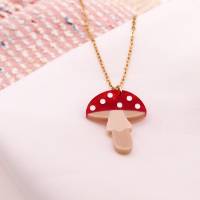 Halskette Pilz Fliegenpilz - Kette 18k vergoldet Wald Pilze Anhänger – süße Halskette Geschenk Bild 7