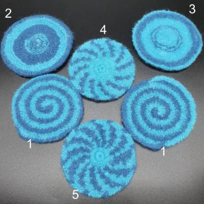 Handgemachte Filz-Untersetzer aus reiner Schurwolle, türkis-blau