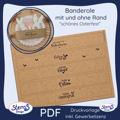 Oster Banderolen PDF – Druckvorlage mit Ostersprüchen für Geschenke & Mitbringsel