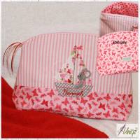 Kinder-Kulturtasche - Windeltasche MAUS mit Namen - rosa - rot - pink Bild 1