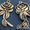 2 Metallanhänger Blumen versilbert DQ Schmuckanhänge Rose Bild 2