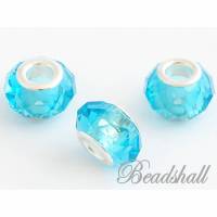5 Modulperlen Glasschliffperlen Perlen Farbe Aquamarin Glasperlen facettiert Bild 1