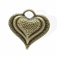 10 Anhänger , Herz, Herzen, Vintage-Stil, bronze, charm, Charms, 13532 Bild 1
