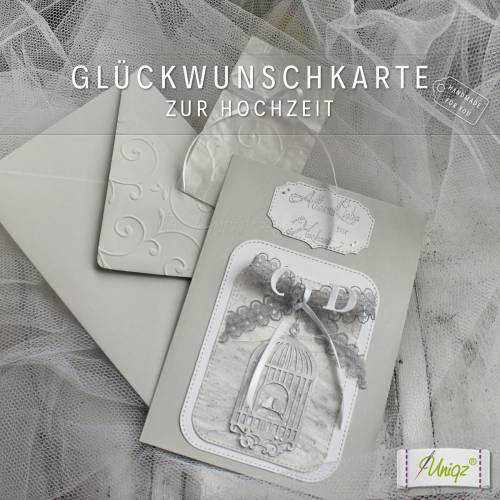 Hochzeit-Karte - personalisiert - Vogelkäfig - Initialen - Farbwahl