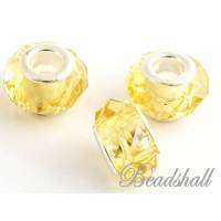 5 Modulperlen Glasschliffperlen Perlen Farbe Gelb Glasperlen facettiert Bild 1
