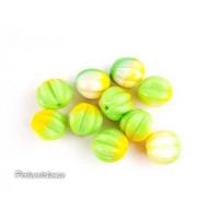 10 Glasperlen Melonenperlen 10 mm grün-gelb-weiß opak Bild 1