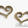 4 Anhänger Herz romantisch bronzefarben Schmuckanhänger verziert Bild 2