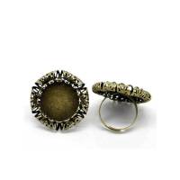 10x Ring mit Klebeplatte, Ringrohling, Fingerring, Fassung, Cabochon, Klebestein,verstellbar,Metall , bronze,21004 Bild 1