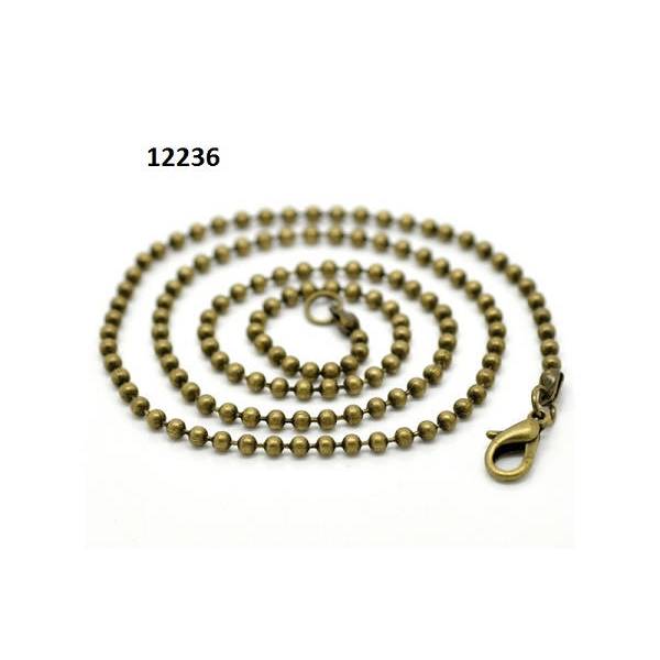 1 oder 12 Kugelkette, Kugelketten, Kette, Halskette, bronze, 46cm, 2,40mm Kugeln, Karabinerverschluss, 17236 Bild 1