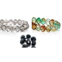 Perlen,geschliffen, facettiert,  Glasperlen,  Schmuckperlen, 8x6mm, schwarz,bunt,grau Bild 1