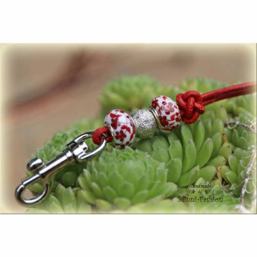 TAMEHO Leder-Pfeifenband Mit Charms - Handgemacht In Deutschland (Rot)