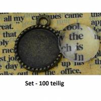 SALE-Cabochons und Fassung, Set, 100 Stück, DIY-Set, Glascabochons, bronze, 55415 Bild 1