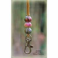 Pfeifenband aus Leder mit Perlen aus Halbedelsteinen, Schlüsselband, lanyard für die Hundepfeife Bild 1