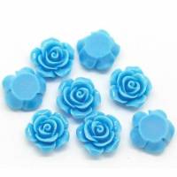 10 Blumen, Rosen,blau, 14mm x 6mm, verzieren, pimpen, Ohrringe, Ringe, Anhänger,basteln,  17951 Bild 1