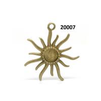 1 oder 10 Anhänger, Fassung, Schmuckanhänger, Cabochon, 12mm, Sonne,bronze, 20007 Bild 1