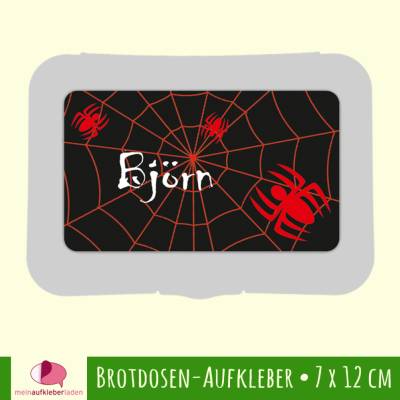 Brotdosen - Aufkleber | Spinne rot - großer Namensaufkleber