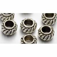 20 Metallperlen, Perlen, Schmuckperlen, silber, Vintage-Stil, Rondelle, 38105 Bild 1