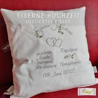 Eiserne Hochzeit, Eisenhochzeit, Kissen mit Stickerei,  Geschenk Bild 1