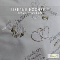 Eiserne Hochzeit, Eisenhochzeit, Kissen mit Stickerei,  Geschenk Bild 2