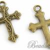 10 Metallanhänger Kreuze bronzefarben verziert Bild 2