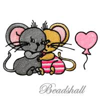 Bügelbild Mäuse mit Ballon Applikation Bild 1