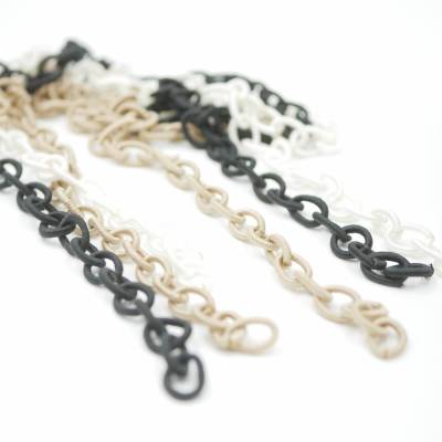  Gliederkette aus Textil Stoffkette,schwarze, beige oder weiß , 80 cm , ideal für Brillenkette
