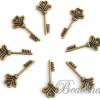 10 Charms Schlüssel Anhänger mit Herz bronzefarben Schmuckanhänger Bild 1