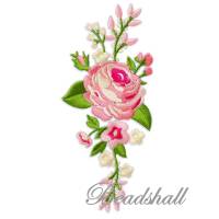 Bügelbild Blumenranke Rose mit Blätter große Applikation rosa pink Bild 1