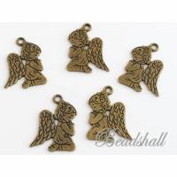 10 Charms Engel Anhänger bronzefarben Schutzengel Bild 1
