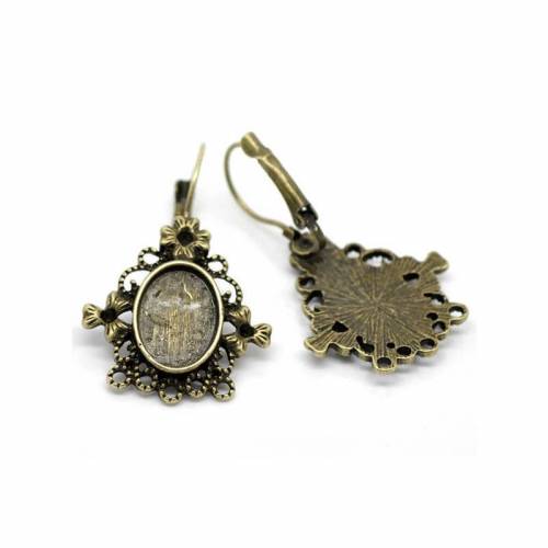 10 Ohrringe, Ohrbrisuen, Brisuren, Ohrhaken,Cabochons, Cabochon,Klebesteine, Kuppelsteine, bronze,10x14mm,19807