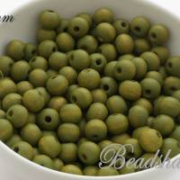 40 Holzperlen 8 mm Perlen Farbe Hell Olivegrün (gefärbt) Bild 1