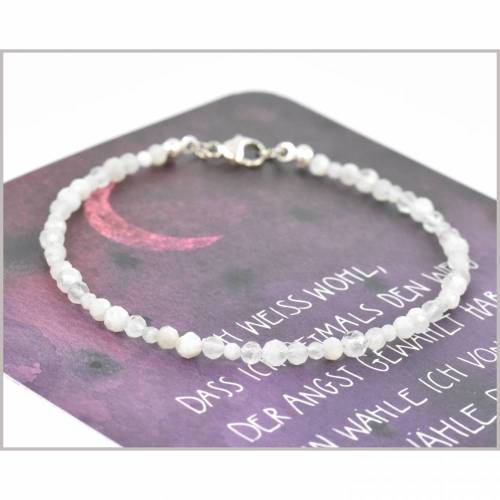 Mondstein Edelstein Armband MIX, 925 silber, Geburtsstein Juni