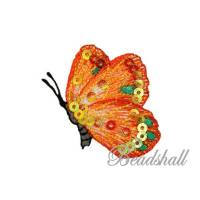 Bügelbild Schmetterling Orange mit Pailetten Applikation Bild 1