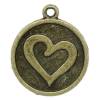 5 Anhänger, Herz, Herzen, rund, bronze, Vintage-Stil, antik, Liebe, Charm, charms, 10469 Bild 2