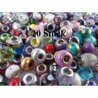 20 Modulperlen, Beads, Großlochperlen, Glas, Porzellan,  Überraschungspaket Module/Beads,bunt gemischter Posten Bild 1