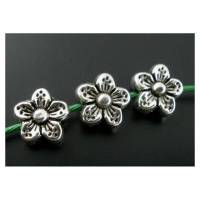 50 Perlen, Blumen,Metallperlen, Schmuckperlen,  Vintage-Stil, Antik, silber, 02202 Bild 1