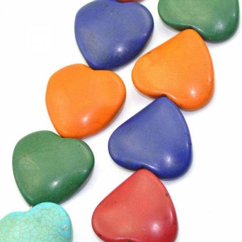 5 Howlith Perlen ,Herzen, Herz, bunt gemischt, Howlithherzen, Herzperlen, 23018