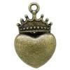 2  Anhänger, Herz mit Krone, Vintage-Stil, antik, bronze, König, Königin, charm, charms, 10416 Bild 2