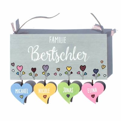 ausgefallenes Hochzeitsgeschenk für das Brautpaar, Türschild Familie personalisiert mit Namen, Geschenk zur Hochzeit