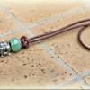 Pfeifenband aus Leder mit Lampworkperlen und Halbedelstein, Schlüsselband, lanyard für die Hundepfeife Bild 3