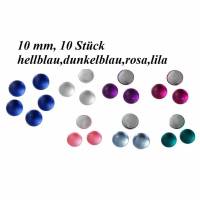 10 Cabochons-10mmCabochon,Acryl, matt, hellblau,dunkelblau,rosa,lila Bild 1