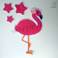 Set Flamingo + Sterne, Aufnäher, S-XL, Bügelbild, Applikation zum Aufbügeln Bild 1