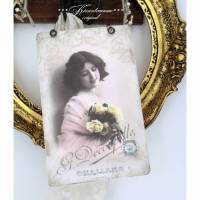 Schild, Türschild, Deko Schild im Shabby / Vintage Stil und Drahtaufhängung in zarten Pastelltönen. Bild 1