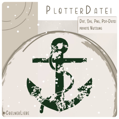 Plotterdatei Anker – maritimes Design mit Vintage-Effekt