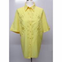 True Vintage Kurzarm Bluse Größe L 42 Gelb Sonnengelb Stickerei Western Look Blumen 80er Bild 1