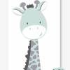 Kinderzimmerbilder / 2er Set Giraffe und Nilpferd-A4-mint grau Bild 4