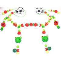 Kinderwagenkette ohne Namen Frosch Fußball Motorik Spielkette Junge grün rot Bild 1