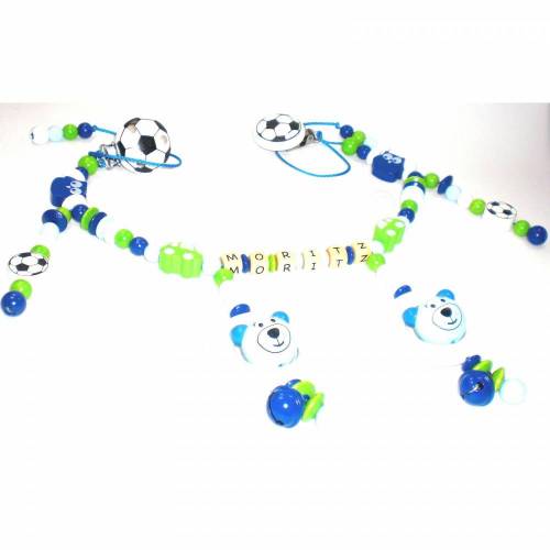 Kinderwagenkette mit Namen Fußball Teddy Eule Junge Mädchen Baby Spielkette